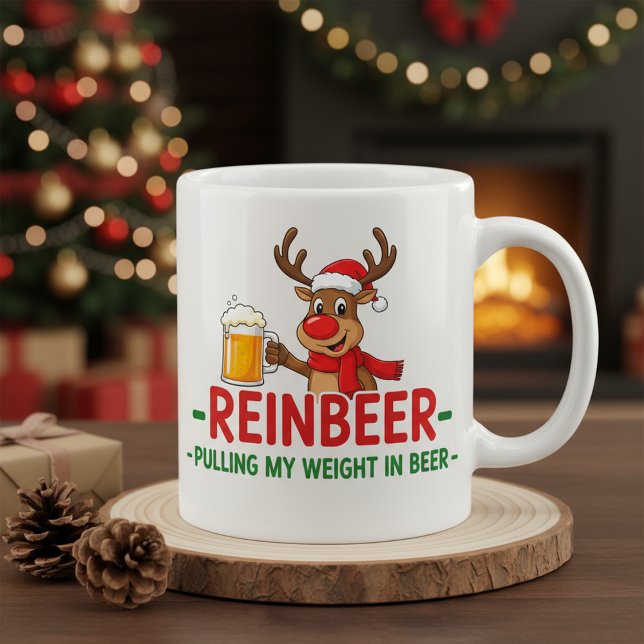 Caneca De Café Grande Reinbeer Funny Christmas Reindeer Beer Mug  (Criador carregado)