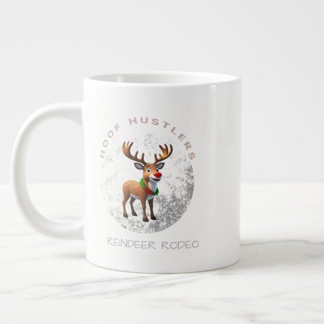 Caneca De Café Grande  Reindeer coffee mugs cartoon cute typography (Esquerda)