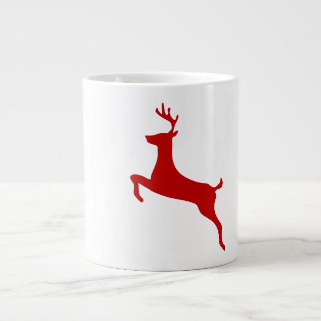 Caneca De Café Grande Reindeer Jump Christmas Red Silhouette Dois Tonela (Frente)