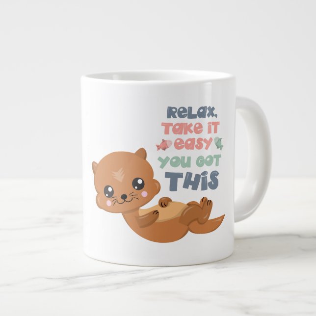 Caneca De Café Grande Relaxe - Otter - Jumbo Mug (Frente Esquerda)