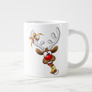 Caneca De Café Grande Rena Fofa Espiando Meme de Natal