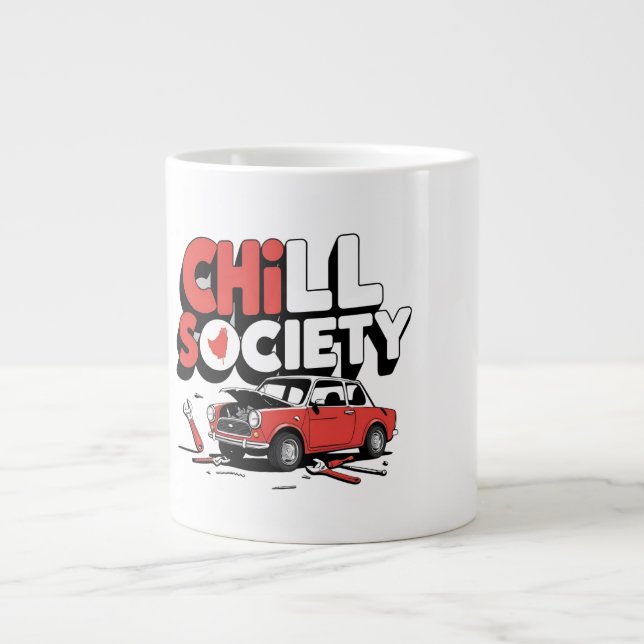 Caneca De Café Grande Reparação de Automóveis Engraçados da Sociedade de (Frente)