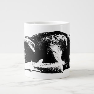 Caneca De Café Grande Repouso Pitbull Misturar Retrato Monocromático