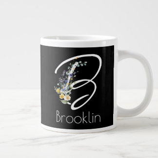 Caneca De Café Grande Retirement gift employer  Monogram wildflower