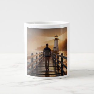 Caneca De Café Grande Retiro Selvagem da Ponte do Farol Estrelado