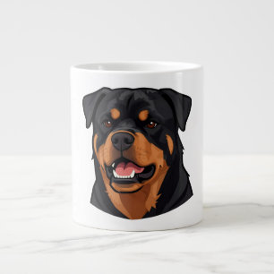 Caneca De Café Grande Retrato da Cabeça de Rottweiler