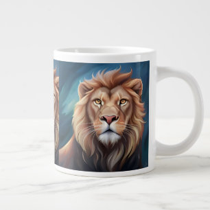 Caneca De Café Grande Retrato de Arte Digital Lion