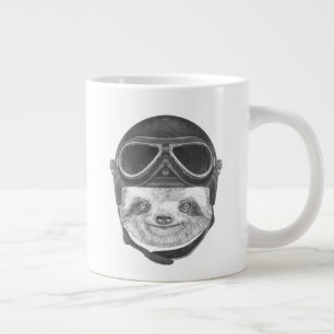 Caneca De Café Grande Retrato De Lama Capacete Vintage