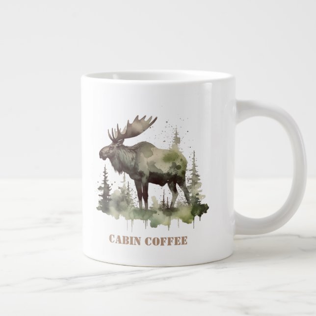 Caneca De Café Grande Retrato de Mossy Moose Wildlife, personalizado (Direita)