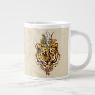 Caneca De Café Grande Retrato do estilo Tiger Boho