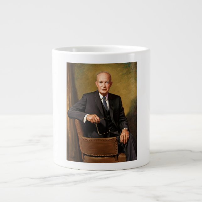Caneca De Café Grande Retrato do Presidente Dwight Eisenhower na Casa Br (Frente)