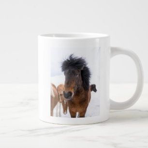 Caneca De Café Grande Retrato Engraçado de Cavalo Islandês