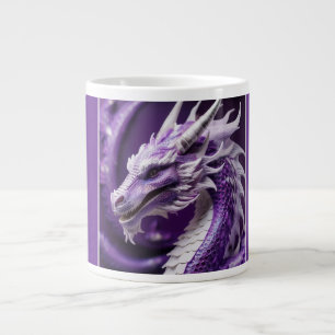 Caneca De Café Grande Retrato Fantástico De Um Dragão Roxo E Branco