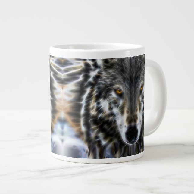 Caneca De Café Grande Retrato gráfico Wolf Inspiration (Frente Esquerda)