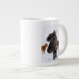 Caneca De Café Grande Retrato islandês sobre cavalos, Islândia