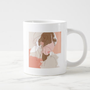 Caneca De Café Grande Retrato para Mulher Pintado