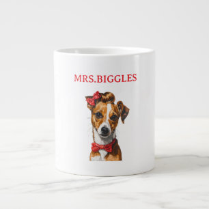 Caneca De Café Grande Retrato Personalizado de Cachorro – Design de Nome