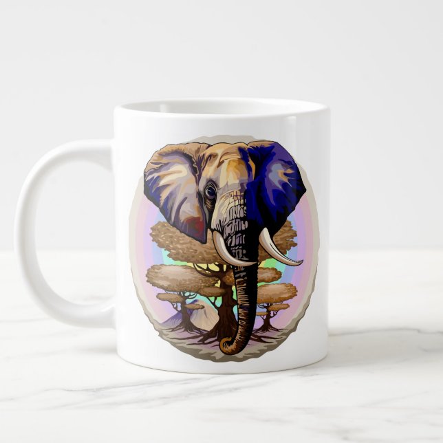Caneca De Café Grande Retrato Surreal do Elefante Africano (Esquerda)