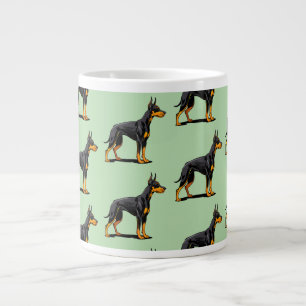 Caneca De Café Grande Retratos de um cão Doberman cabeça vista frontal