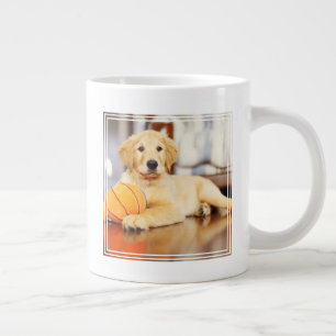 Caneca De Café Grande Retriever Ouro Com Brinquedo De Basquete