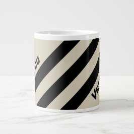 Caneca De Café Grande Retro Alabastro Três Listras com Nome