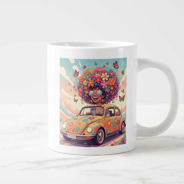 Caneca De Café Grande Retro Anos 70 Poder das Flores Groovy (Direita)