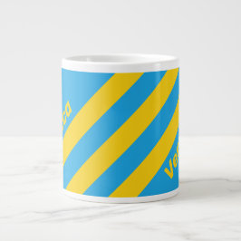 Caneca De Café Grande Retro Aqua Reef Three Stripes with Name