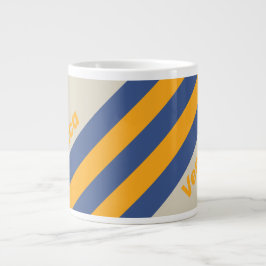 Caneca De Café Grande Retro Blue Crush Sunset Stripes with Name