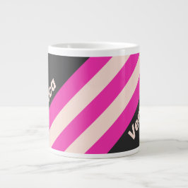 Caneca De Café Grande Retro Bubblegum Stripes with Name