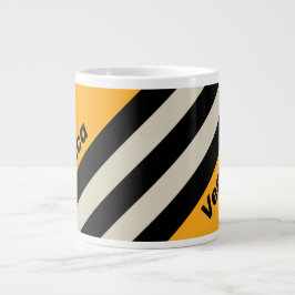 Caneca De Café Grande Retro Bumblebee Buzz Stripes with Name