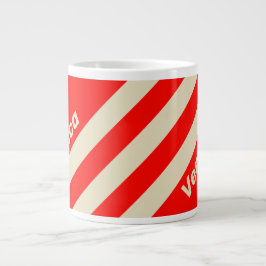 Caneca De Café Grande Retro Cherry Three Stripes with Name