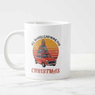 Caneca De Café Grande Retro Christmas
