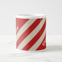 Caneca De Café Grande Retro Crimson Three Stripes with Name