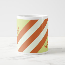 Caneca De Café Grande Retro Desert Cactus Stripes with Name