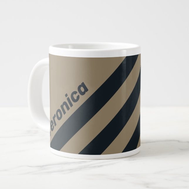 Caneca De Café Grande Retro Desert Three Stripes with Name (Frente Esquerda)