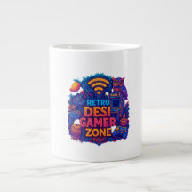 Retro Desi Gamer Zone Mug - Neon Gaming Coffee Cup