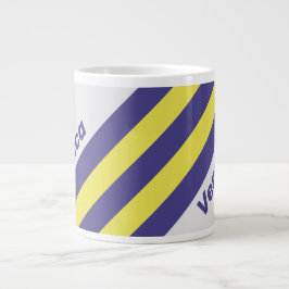 Caneca De Café Grande Retro Electric Lemon Grape Stripes with Name