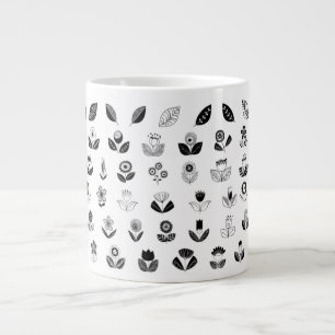 Caneca De Café Grande retro-flowers-leaf-flower-vintage