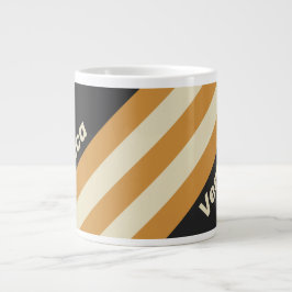 Caneca De Café Grande Retro Golden Horizon Stripes with Name