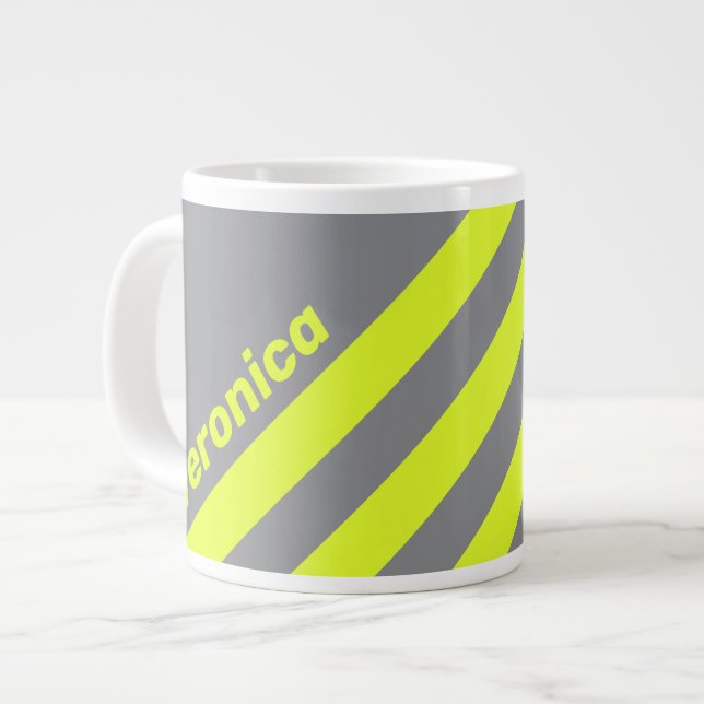 Caneca De Café Grande Retro HI VIS Three Stripes with Name (Frente Esquerda)
