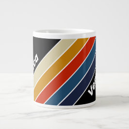 Caneca De Café Grande Retro Ice Rainbow Striped with Name