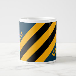 Caneca De Café Grande Retro Moonlit Tide  Stripes with Name