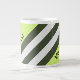 Caneca De Café Grande Retro Moss Fade Stripes with Name