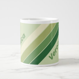 Caneca De Café Grande Retro Moss Rainbow Stripes with Name