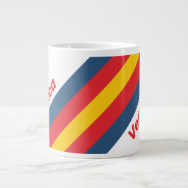 Caneca De Café Grande Retro Mountain Stripes with Name