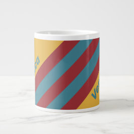 Caneca De Café Grande Retro Mustard Seed Stripes with Name