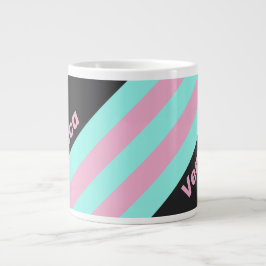 Caneca De Café Grande Retro Night Prism Stripes with Name