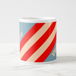 Caneca De Café Grande Retro Ocean Horizon Stripes with Name