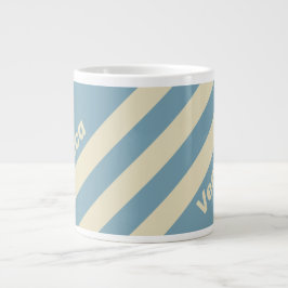 Caneca De Café Grande Retro Ocean Three Stripes with Name