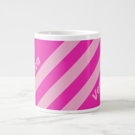 Caneca De Café Grande Retro Pink Sky Three Stripes with Name